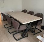 Eettafel met zes stoelen, Huis en Inrichting, Tafels | Eettafels, Ophalen, 200 cm of meer, 50 tot 100 cm, Zo goed als nieuw
