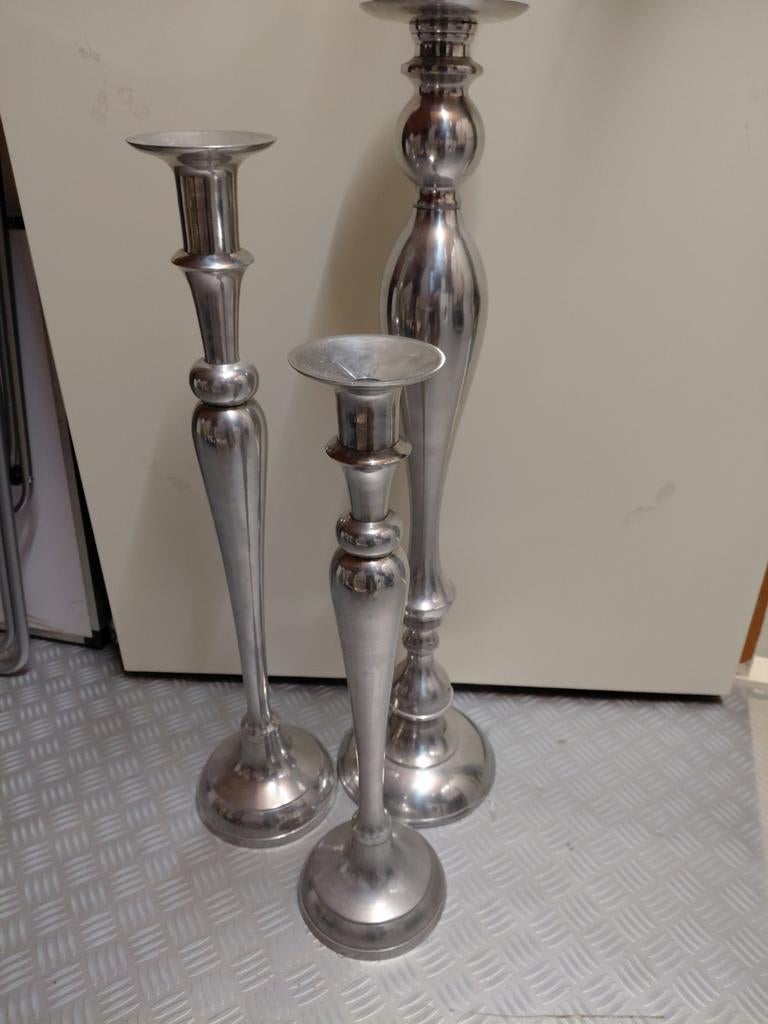 Kandelaars zilver, Ophalen, Metaal, 50 tot 75 cm