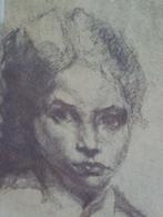 Portret van dame door Ignace Kennis, prachtig ingelijst 61x5, Antiek en Kunst, Kunst | Tekeningen en Foto's, Ophalen