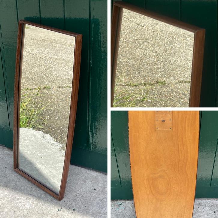 Vintage mid century spiegel bijzonder model strak, Huis en Inrichting, Woonaccessoires | Spiegels, Minder dan 50 cm, Minder dan 100 cm