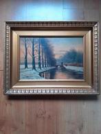 winterlandschap olie op paneel, Antiek en Kunst, Kunst | Schilderijen | Klassiek, Ophalen of Verzenden