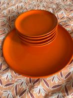Retro Gebaksstel oranje, Antiek en Kunst, Antiek | Servies los, Ophalen of Verzenden