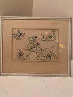 Vintage inkt tekening, Antiek en Kunst, Ophalen of Verzenden