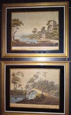 Antieke, goud omrande Engelse prenten, Antiek en Kunst, Ophalen