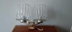 Vintage dubbele wandlamp met glazen kappen, Ophalen of Verzenden, Gebruikt, Glas, Vintage