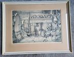 Litho J. STRUBE in lijst 'boereninterieur 1900', Antiek en Kunst, Ophalen