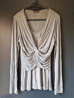 Grijs shirt met knoopdetail van Repeat - Maat 38, Kleding | Dames, T-shirts, Ophalen of Verzenden, Lange mouw, Grijs, Gedragen
