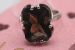 ring zilver 925 met rook topaas steen, Bruin, 19 tot 20, Nieuw, Ophalen of Verzenden