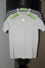 Wit met felgroen sportshirt van Adidas, maat 164, ZGAN!!, Adidas, Sport- of Zwemkleding, Ophalen of Verzenden, Zo goed als nieuw