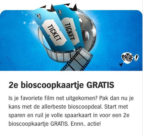 2e bioscoopkaartje gratis via Albert heijn, AH., Tickets en Kaartjes, Filmkaartjes, Drie personen of meer, Kortingskaartje