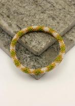 Glaskralen armband - groen en goud - RB110, Overige materialen, Overige kleuren, Verzenden, Nieuw
