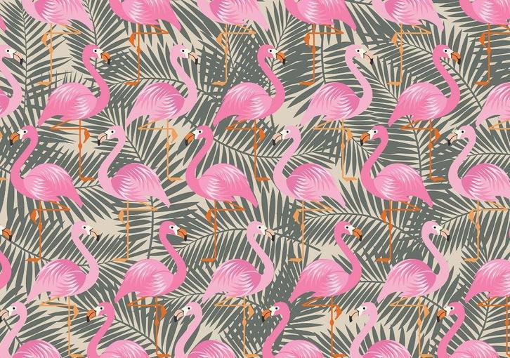 Flamingo jungle fotobehang, vlies/vinyl behang Muurdeco4kids, Huis en Inrichting, Stoffering | Behang, minder dan 10 m², Verzenden