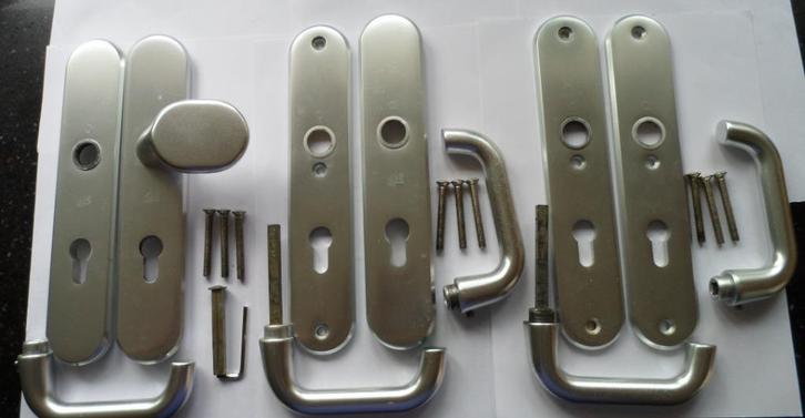 Hoppe aluminium veiligheidsdeurbeslag SKG2 voor/achter PC72, Doe-het-zelf en Verbouw, Hang- en Sluitwerk, Gebruikt, Klink of Kruk