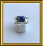 Zilveren ring met blauwe steen, Sieraden, Tassen en Uiterlijk, Antieke sieraden, Met edelsteen, Ophalen of Verzenden, Zilver, Ring