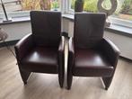 Verstelbare Lederen Eetkamerfauteuil 2 stuks, Ophalen, Twee, Bruin, Leer