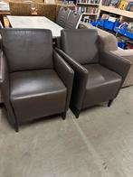 2 design fauteuils echt leer, Huis en Inrichting, Fauteuils, Ophalen, Zo goed als nieuw, X, Leer