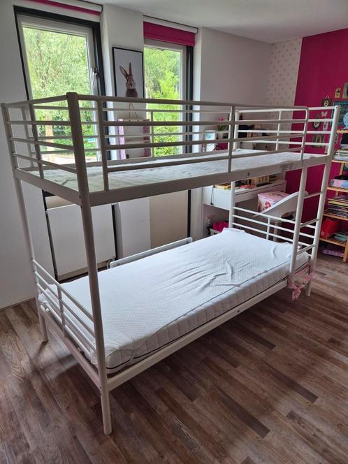 Ikea stapelbed 90x200 wit, Huis en Inrichting, Slaapkamer | Stapelbedden en Hoogslapers, Zo goed als nieuw, Stapelbed, 90 cm, 200 cm