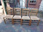4 Oud-Hollandse knopstoelen, licht eiken met biezen zitting., Ophalen
