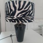 Zwarte tafellamp met velvet kap in zebraprint, Gebruikt, Ophalen of Verzenden