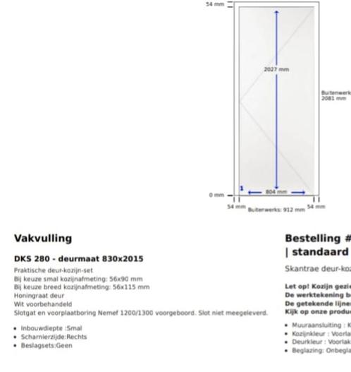 Deur rechtsdraaiend, DKS 280 merk Skantrae, Doe-het-zelf en Verbouw, Deuren en Horren, Zo goed als nieuw, Ophalen