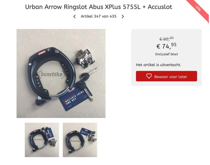 Abus 5755l xplus met accu slot urban arrow, Fietsen en Brommers, Fietsaccessoires | Fietssloten, Nieuw, Ringslot, Ophalen of Verzenden