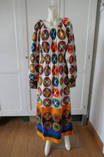 Vintage lange kleurrijke retro jurk selfmade maat 38, Verzenden, Zo goed als nieuw, Maat 38/40 (M), Onder de knie