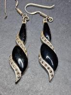 Zwarte Oorbellen met Strass, Zwart, Ophalen of Verzenden, Hangers, Gebruikt