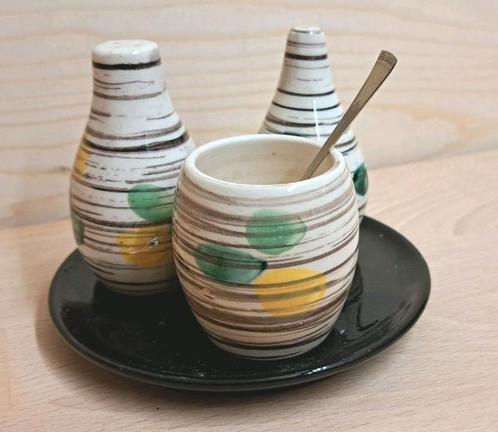 Vintage - peper zout mosterd set, Antiek en Kunst, Antiek | Servies los, Ophalen of Verzenden