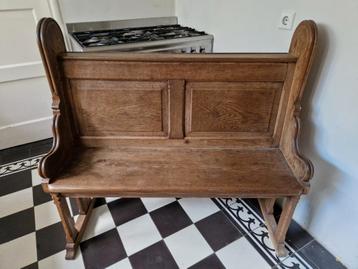 oud houten kerkbankje. brocante. 111cm breed. beschikbaar voor biedingen