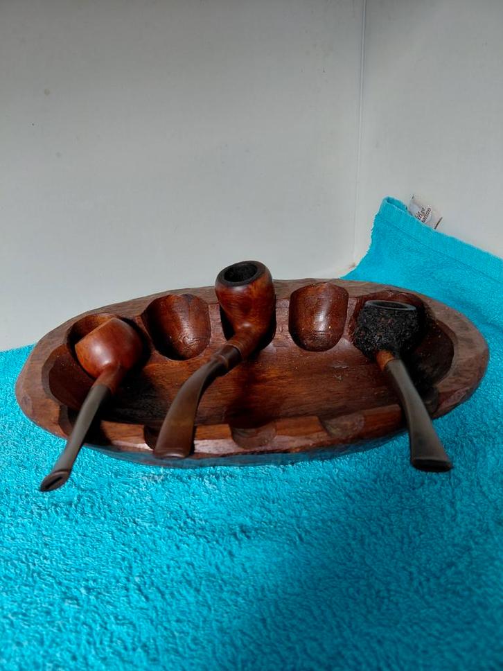 Vintage Pijpenhouder met 3 Pijpen , BIEDEN!, Verzamelen, Rookartikelen, Aanstekers en Luciferdoosjes, Ophalen of Verzenden