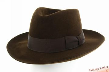 Vintage Gleufhoed Flechet bruin geborsteld vilt 56,5 beschikbaar voor biedingen