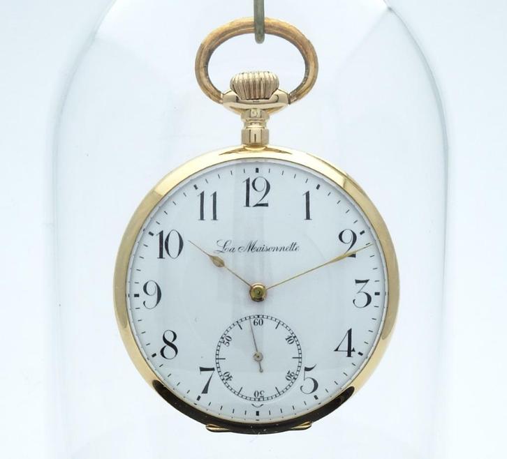 La Maisonette 14 kt massief gouden zakhorloge Mint conditie, Antiek en Kunst, Antiek | Klokken, Ophalen