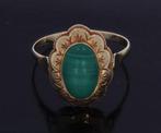 Malachiet edelsteen 14k gouden vintage dames ring retro, Sieraden, Tassen en Uiterlijk, Antieke sieraden, Ophalen of Verzenden