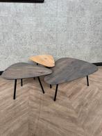 Salontafel trio organische vorm Kiezel *showroom, Huis en Inrichting, Tafels | Salontafels, 50 tot 100 cm, Eikenhout, Zo goed als nieuw