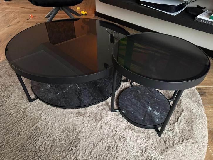 Salon Tafelset, Huis en Inrichting, Tafels | Salontafels, Zo goed als nieuw, Minder dan 50 cm, 50 tot 100 cm, Rond, Metaal, Ophalen