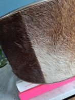 Vintage Lampenkap met Dierenhuid en RVS Details, Gebruikt, 25 tot 50 cm, Ophalen of Verzenden, Bruin