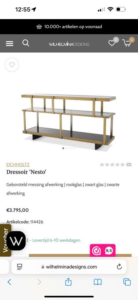 Eichholtz Dressoir 'Nesto' - Stijlvol Design, Huis en Inrichting, Kasten | Dressoirs, Nieuw, 150 tot 200 cm, 25 tot 50 cm, Met plank(en)