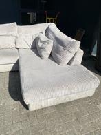 !!ACTIE!! Beige Ribstof Hoekbank, gratis levering, 250 tot 300 cm, Gebruikt, Hoekbank, Vierpersoons of meer