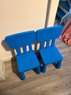 Twee blauwe IKEA kinderstoelen, Huis en Inrichting, Stoelen, Ophalen, Kunststof, Gebruikt, Twee