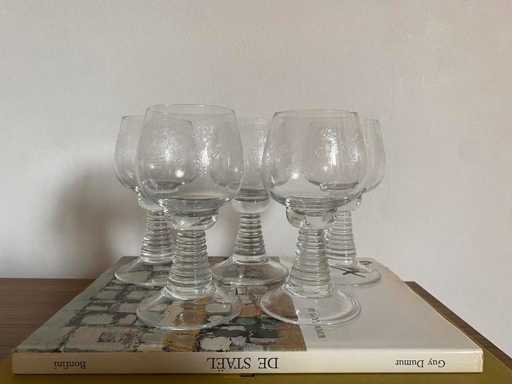 5x vintage Roemer Wijnglas Transparant met gravering, Verzamelen, Glas en Borrelglaasjes, Zo goed als nieuw, Overige typen, Ophalen of Verzenden