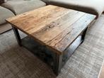 Stoere industriële salontafel oud hout / staal, Huis en Inrichting, Tafels | Salontafels, 50 tot 100 cm, Vierkant, 50 tot 100 cm