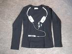 BOEF zwart shirt / longsleeve + opdruk koptelefoon maat 140, Gebruikt, BOEF, Ophalen of Verzenden, Shirt of Longsleeve