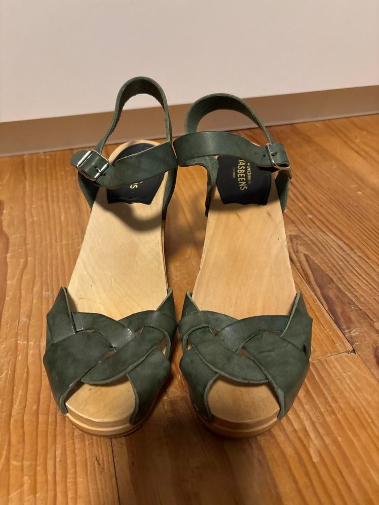 Swedish Hasbeens mt 38 groene leren sandalen met hak, Kleding | Dames, Schoenen, Nieuw, Groen, Sandalen of Muiltjes, Ophalen of Verzenden