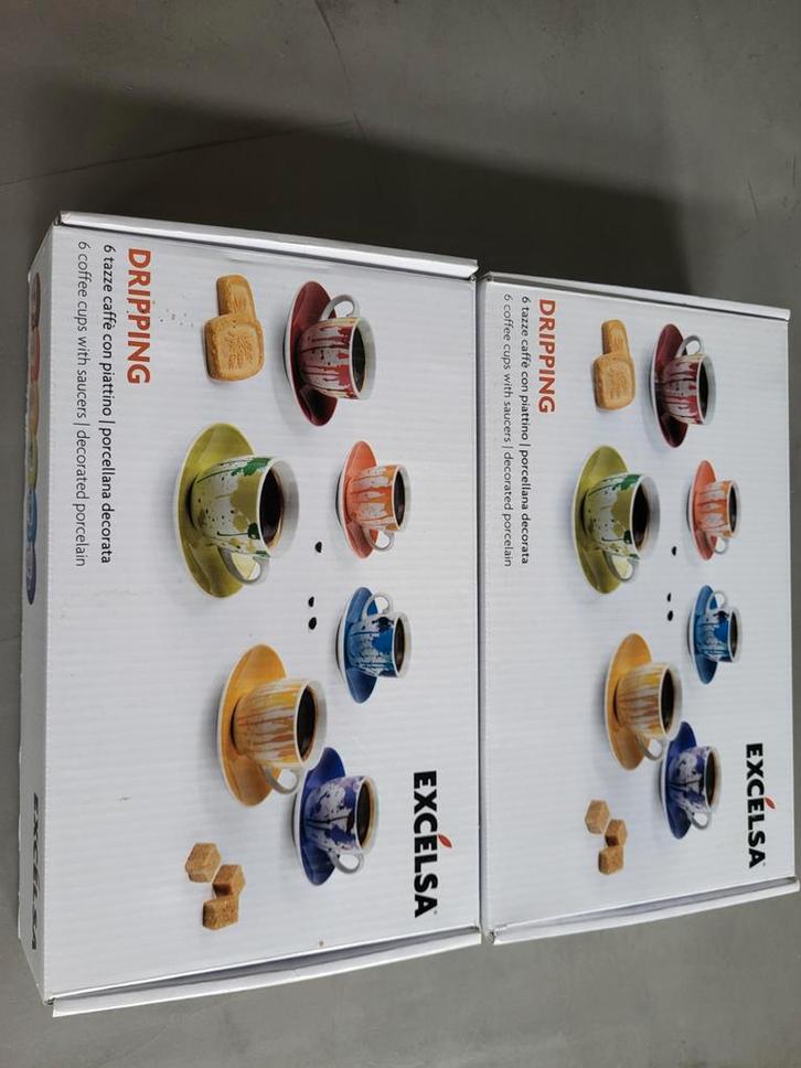Excelsa Dripping Koffiekopjes Set, Huis en Inrichting, Keuken | Servies, Nieuw, Kop(pen) en/of Schotel(s), Overige stijlen, Porselein