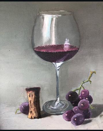 Stilleven met Wijn en Druiven beschikbaar voor biedingen