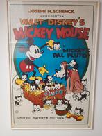 Vintage blikvanger van een oud Walt Disney Affiche ingelijst, Ophalen of Verzenden, Gebruikt, Plaatje of Poster