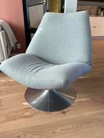 Grijze Draaifauteuil met Metalen Voet, Huis en Inrichting, Fauteuils, Ophalen, Gebruikt, 75 tot 100 cm, Metaal