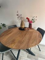 Ronde eettafel mangohout verjongd 120cm, Huis en Inrichting, Tafels | Eettafels, Ophalen, Zo goed als nieuw, Vier personen, 100 tot 150 cm