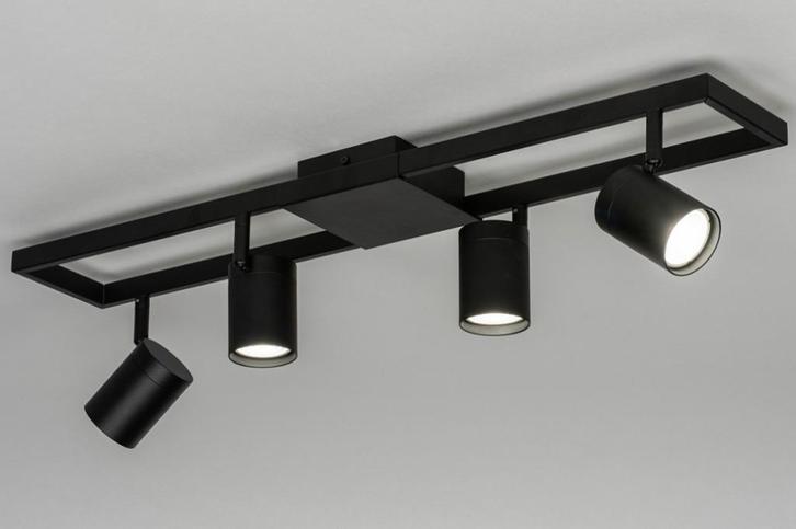 spots zwart plafondlamp 4 lichts 70 a 74cm of rvs wit lamp, Huis en Inrichting, Lampen | Spots, Nieuw, Metaal of Aluminium, Led