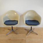 Vintage fiberglass bureau stoelen Herman Miller Eames, Huis en Inrichting, Stoelen, Ophalen, Gebruikt, Twee, Overige kleuren